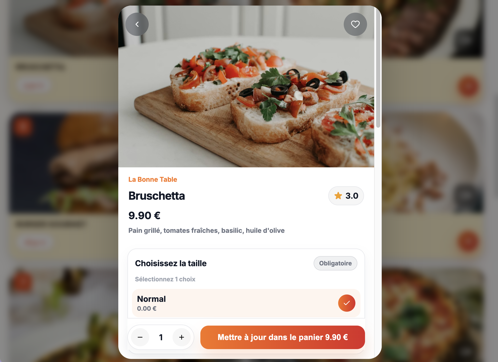 La Bonne Table — Détail plat
